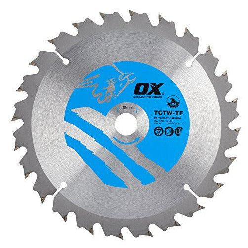 OX Wood Cutting Thin Kerf Circular Saw Blade 165/16mm, 24 Teeth ATB