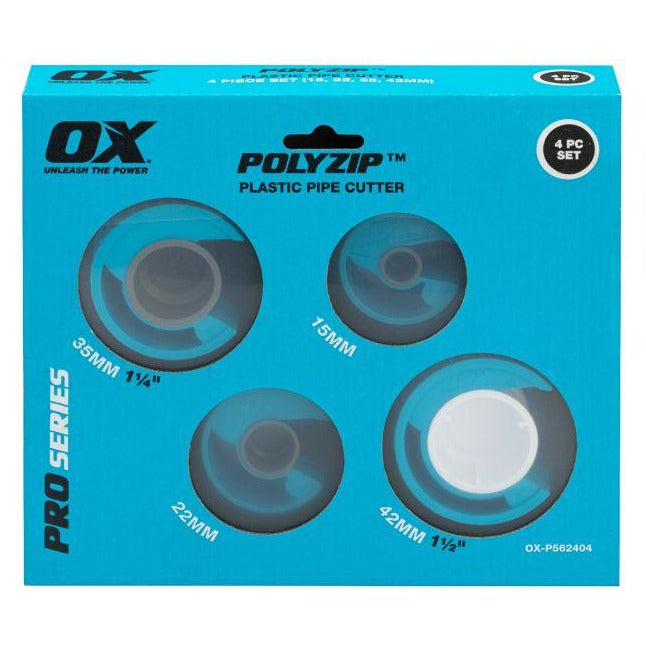 OX Pro PolyZip 4 Piece Cutter Set (15, 22, 35, 42mm)