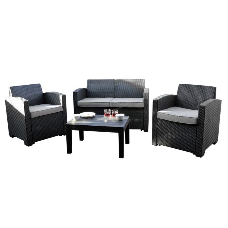 Rattan Effect Furniture Summer Garden 4 Piece Table and Chairs Set