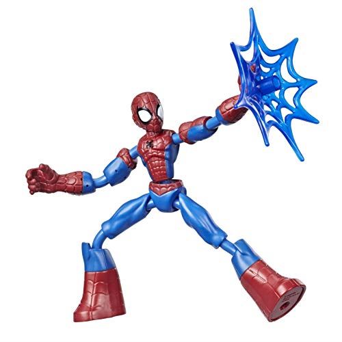 Marvel Bendable and Articulated Spider-Man Action Figure, 15 cm Poseable Figure, Includes Mesh Accessory, for Kids 6 Years and Up