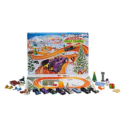 Hot Wheels 2021 Advent Calendar with 24 Surprises that Include 8 1:64 Scale Vehicles & Other Cool Accessories