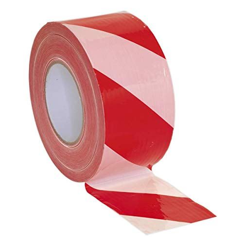 Hazard Warning Barrier Tape 80mm x 100m Red/White Non-Adhesi