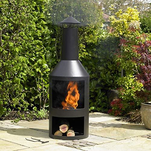 Kingfisher Black Steel Log Burner with Built in Log Store