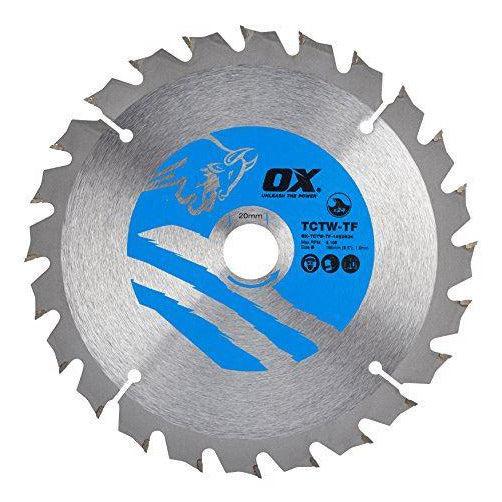 OX Wood Cutting Thin Kerf Circular Saw Blade 165/20mm, 24 Teeth ATB