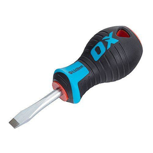 OX Pro Slotted Flared Screwdriver Stubby 6.5x38mm