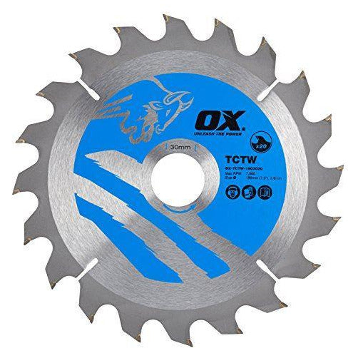 OX Wood Cutting Circular Saw Blade 190/30mm, 20 Teeth ATB