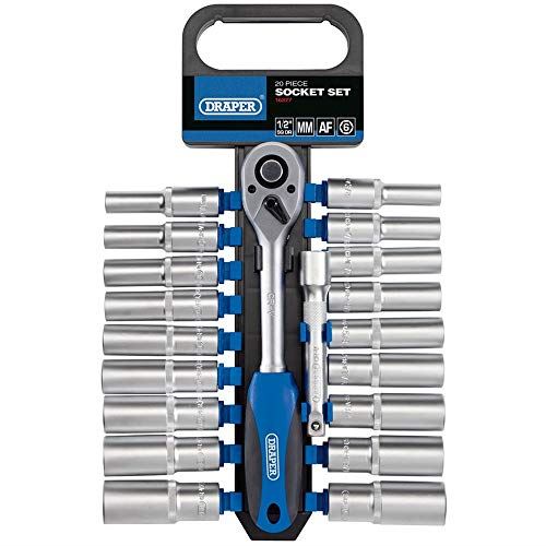 1/2" Sq. Dr. Combined MM/AF Deep Socket and Ratchet Set (20 Piece)