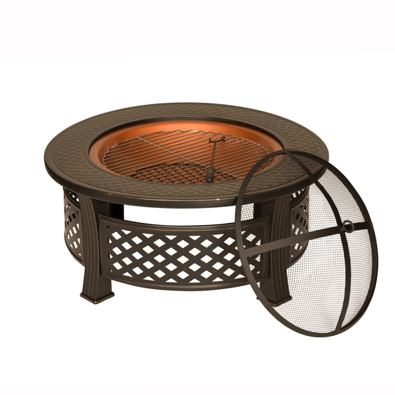 Round Steel 3 in 1 Fire pit with a copper finish GRILL / FIREPIT / COOLER