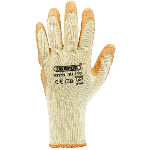 Pack of Ten, Orange Heavy Duty Latex Coated Work Gloves - ExtraLarge