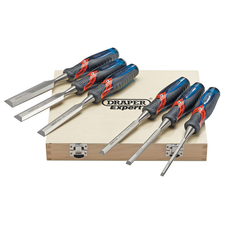 140mm Soft Grip 'Pound Thru' Bevel Edge Wood Chisel Set (6 Piece)