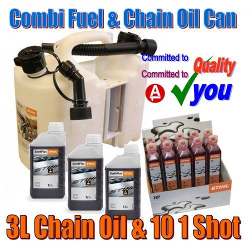 Combination Can Oil & Petrol 3 L Litre Chain Oil 10 x 1 Shot 2 Stroke Stihl Genuine