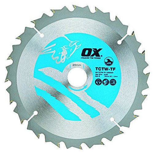 OX Wood Cutting Thin Kerf Circular Saw Blade 150/20mm, 20 Teeth ATB