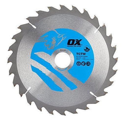 OX Wood Cutting Circular Saw Blade 210/30mm, 28 Teeth ATB