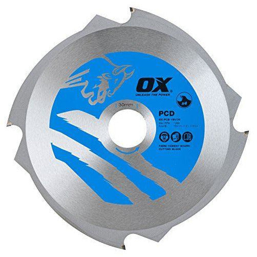 OX Fibre Cement Cutting Blade - 4 Teeth - 190/30mm