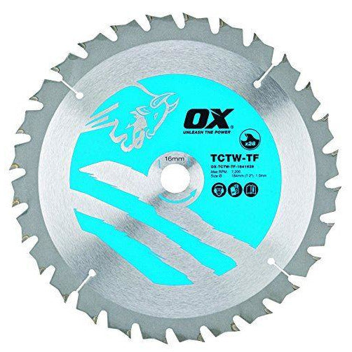 OX Wood Cutting Thin Kerf Circular Saw Blade 184/16mm, 28 Teeth ATB