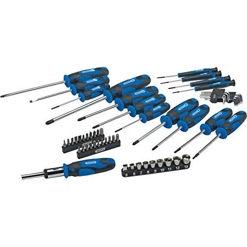 Soft Grip Screwdriver, Hex Key, Socket and Bit Set with Canvas Storage Bag (56 Piece)