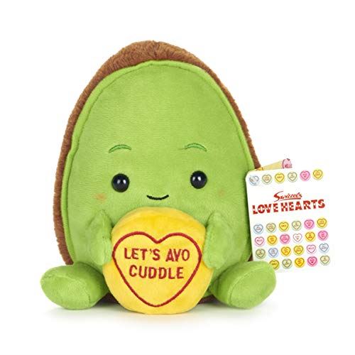 Posh Paws 37333 Swizzels Love Hearts 18cm (7") Avocado – Let's Avo Cuddle Message Soft Toy, Green