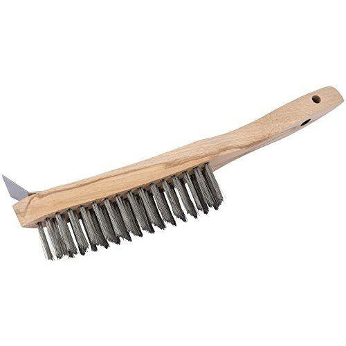 Heavy Duty 4 Row Wire Scratch Brush with Scraper (310mm)