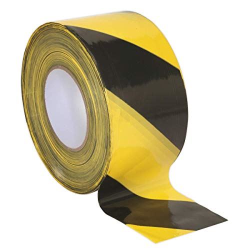 Hazard Warning Barrier Tape 80mm x 100m Black/Yellow Non-Adh