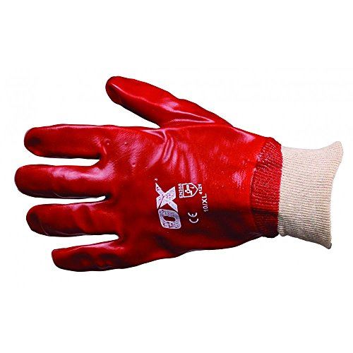 OX Red PVC Knit Wrist Gloves - Size 10 (XL)