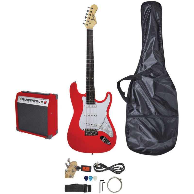 Johnny Brook Standard Guitar Kit with 20W Colour Coded Combo Amplifier (Red)