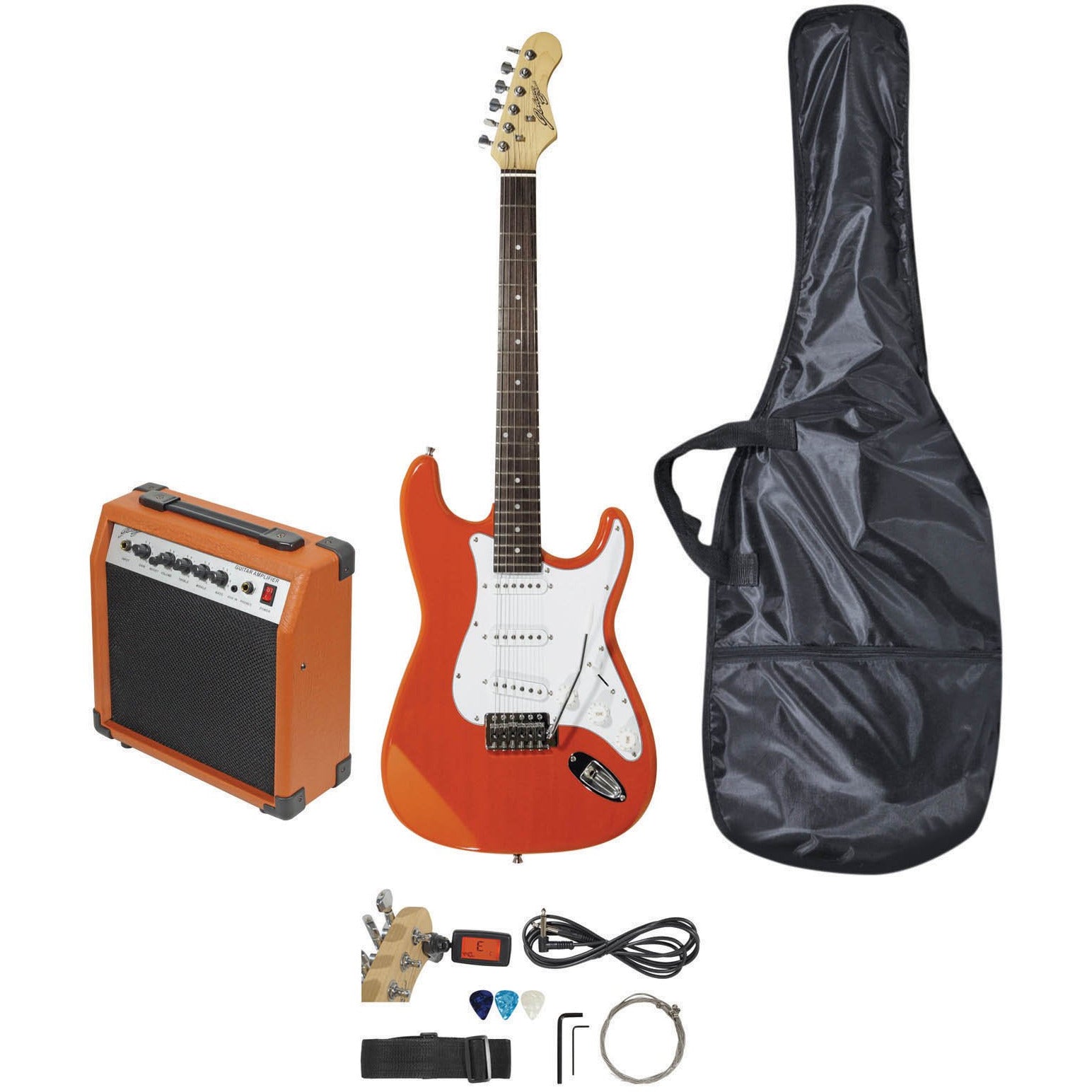 Johnny Brook Standard Guitar Kit with 20W Colour Coded Combo Amplifier (Orange)