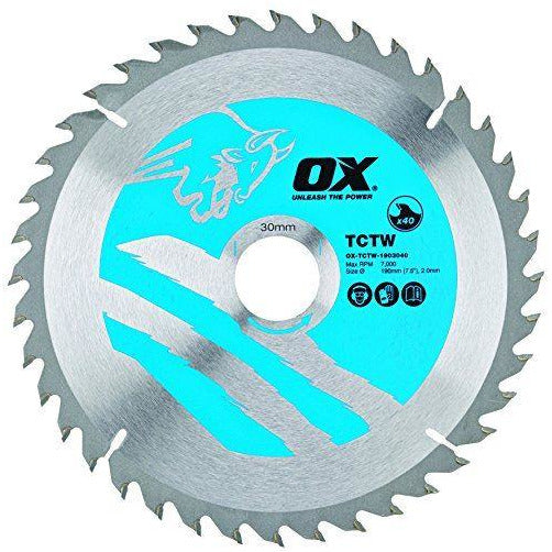 OX Wood Cutting Circular Saw Blade 190/30mm, 40 Teeth ATB