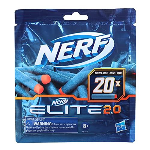 Nerf Elite 2.0 20-Dart Refill Pack - Includes 20 Official Nerf Elite 2.0 Darts, Compatible With All Nerf Elite Blasters