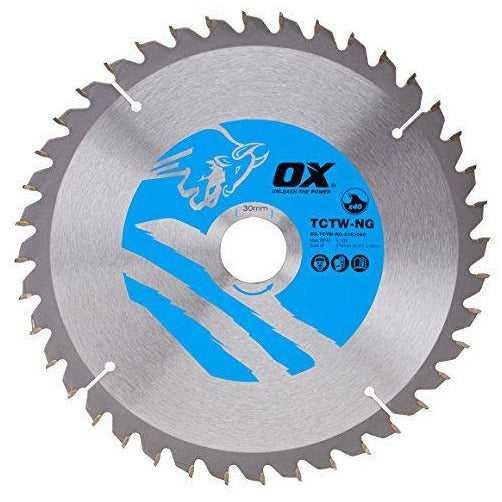 OX Wood Cutting Negative Rake Circular Saw Blade 216/30mm, 40 Teeth ATB