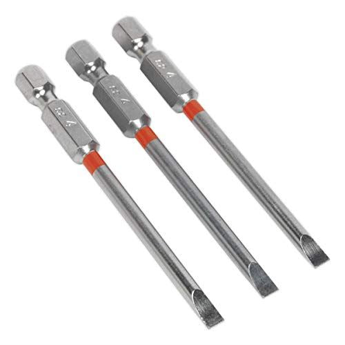 Power Tool Bit Slotted 4mm Colour-Coded S2 75mm Pack of 3