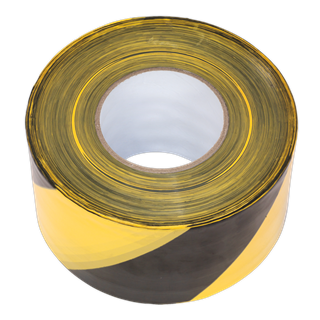 Hazard Warning Barrier Tape 80mm x 100m Black/Yellow Non-Adh