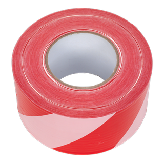 Hazard Warning Barrier Tape 80mm x 100m Red/White Non-Adhesi