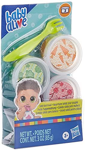 Baby Alive Solid Doll Food Refill, Includes 3 Doll Foods, 1 Fork, Toy Accessories for Children Aged 3 Years and Up