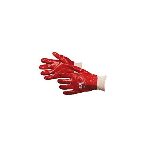 OX Red PVC Knit Wrist Gloves - Size 9 (L)