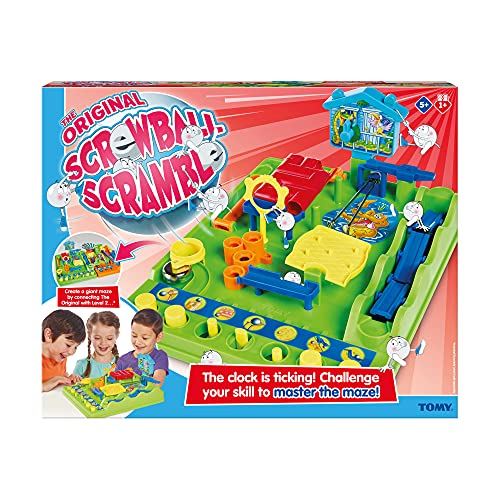 TOMY games Screwball Scramble Classic Retro Children's Preschool Action Board Game, Puzzle Board Family Game, Kids Game For 5, 6, 7, 8 & 9 Year Old Boys & Girls