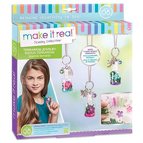 Make It Real – DIY Terrarium Jewelry. Terrarium Bottle Pendant Making Kit for Girls. Arts and Crafts Kit to Design and Create Beautiful Terrarium Pendants with Flowers, Gems, and Charms