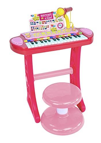 Bontempi 13 3671 Electronic Organ with Legs, Microphone and Stool I Girl, Multi-Color