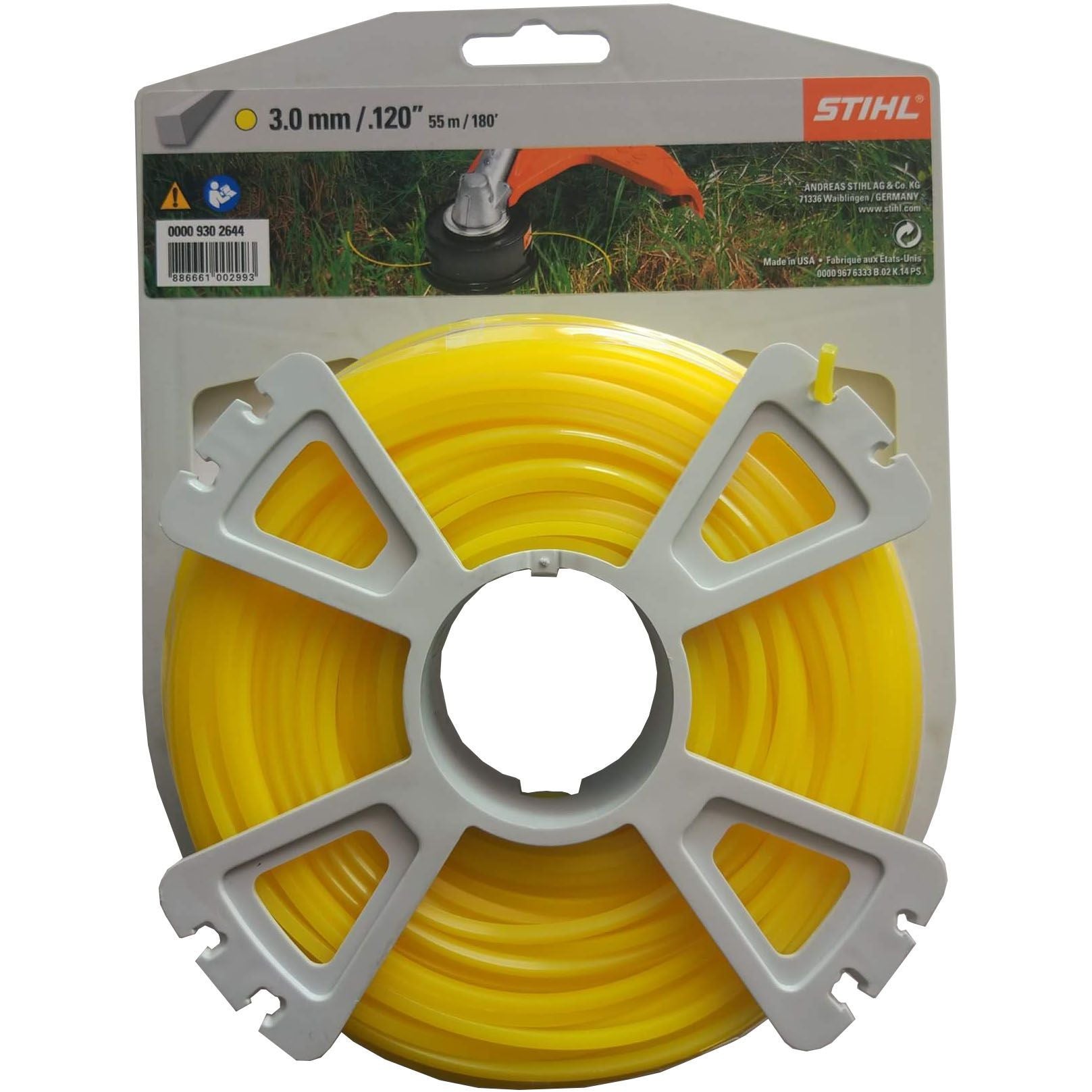 Stihl 3.0mm Square Yellow Mowing Line 53m 00009302644