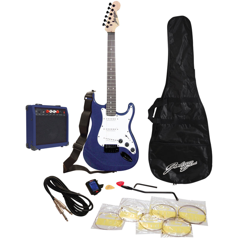 Johnny Brook Standard Guitar Kit with 20W Colour Coded Combo Amplifier (Blue)