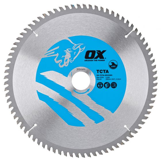 OX Alu/Plastic/Laminate Cutting Circular Saw Blade 216/30mm, 60 Teeth TCG